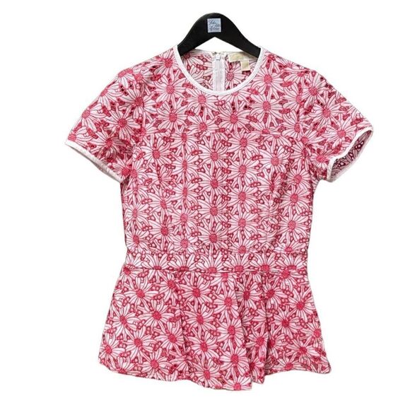 🌟70% OFF🌟NEW 🌟Michael Kors🌟Red Carved Cotton Short Sleeve Top - Picture 1 of 2